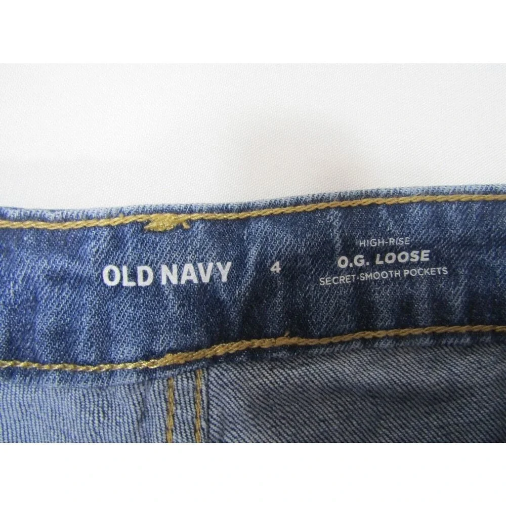 Old Navy OG Loose High‎ Rise Denim Jeans Womens 4 Indie Streetwear Rolled Hem